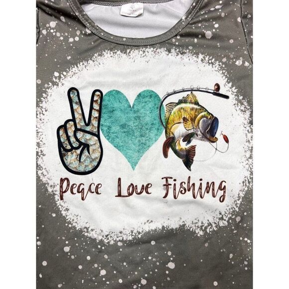 Peace Love Fishing 2pc Girls Outfit - Picture 4 of 4